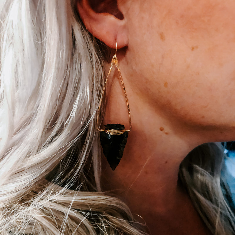 Nala Obsidian Arrowhead Earrings