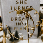 Dream Chaser Post Hoops Statement Earrings - Herkimer Diamonds
