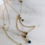 Spiny Oyster Turquoise Crescent Moon Necklace