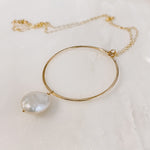 Hoop Drop Necklace - Pearl