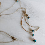 Spiny Oyster Turquoise Crescent Moon Necklace