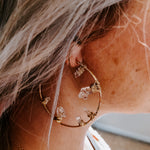 Dream Chaser Post Hoops Statement Earrings - Herkimer Diamonds