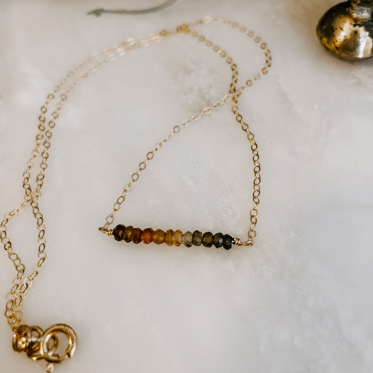 Tourmaline Earth Tones Bar Necklace