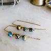 Triple Stone Spiny Oyster Turquoise Threader Earrings