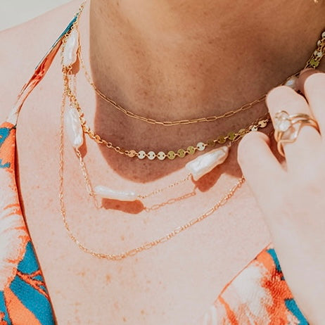 Sand Dollar Coin Chain Necklace in 14k gold fill — view 6