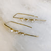 Triple Stone Herkimer Diamond Threader Earrings