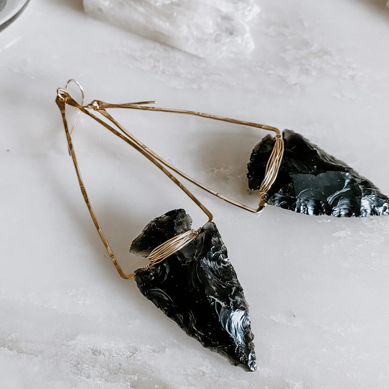 Nala Obsidian Arrowhead Earrings