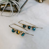 Triple Stone Spiny Oyster Turquoise Threader Earrings
