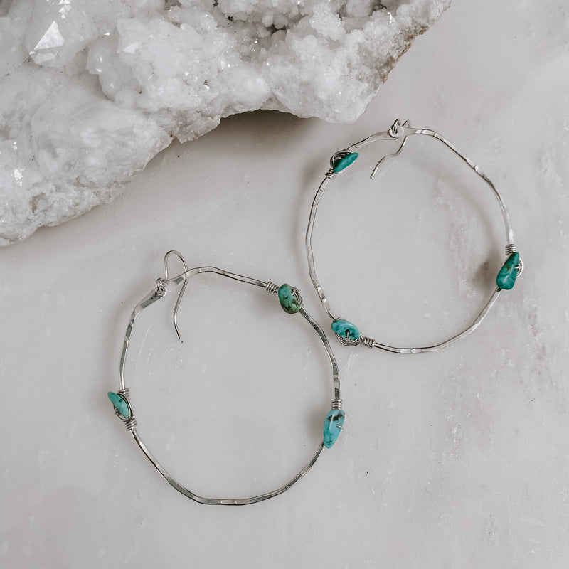 Stargazer Kingman Turquoise Hoop Earrings