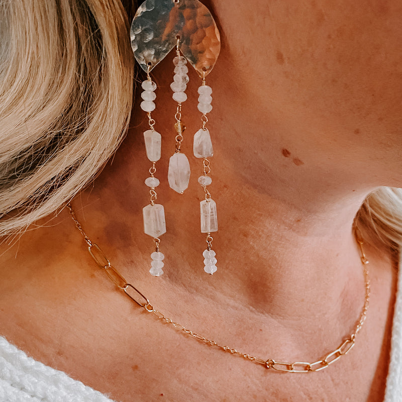 Rainbow Moonstone Statement Earrings
