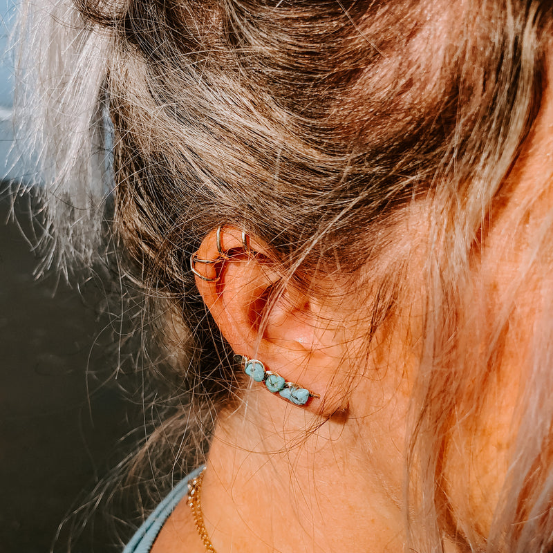 Kingman Turquoise Ear Climbers