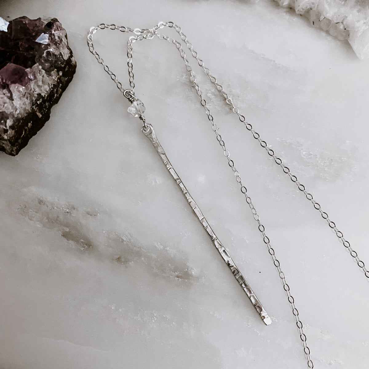 Wanderer's Stick Necklace with Herkimer Diamond
